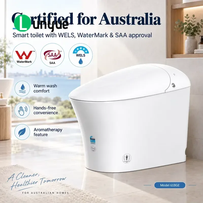 WaterMark SAA Certified Smart Bidet Toilet Seat with Extended S P Trapway Off Seat Flush Remote Control Auto Aromatherapy
