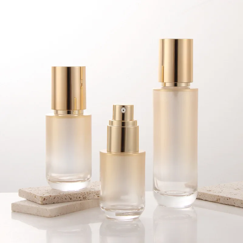 6 Stück Parfüm-Zerstäuber-Sprühflaschen, Gradient-Goldglas, Kosmetikverpackung, Gesichtscreme-Behälter, Lotion-Pumpflasche, leere Gläser – Detail 4