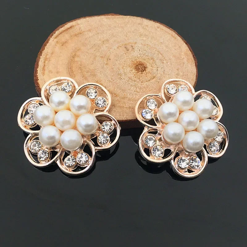 

Engood 50Pcs Rhinestones Pearl Flower Button for Children Headband Kids Hair Accessories Sewing Trim & Embellishments Craft