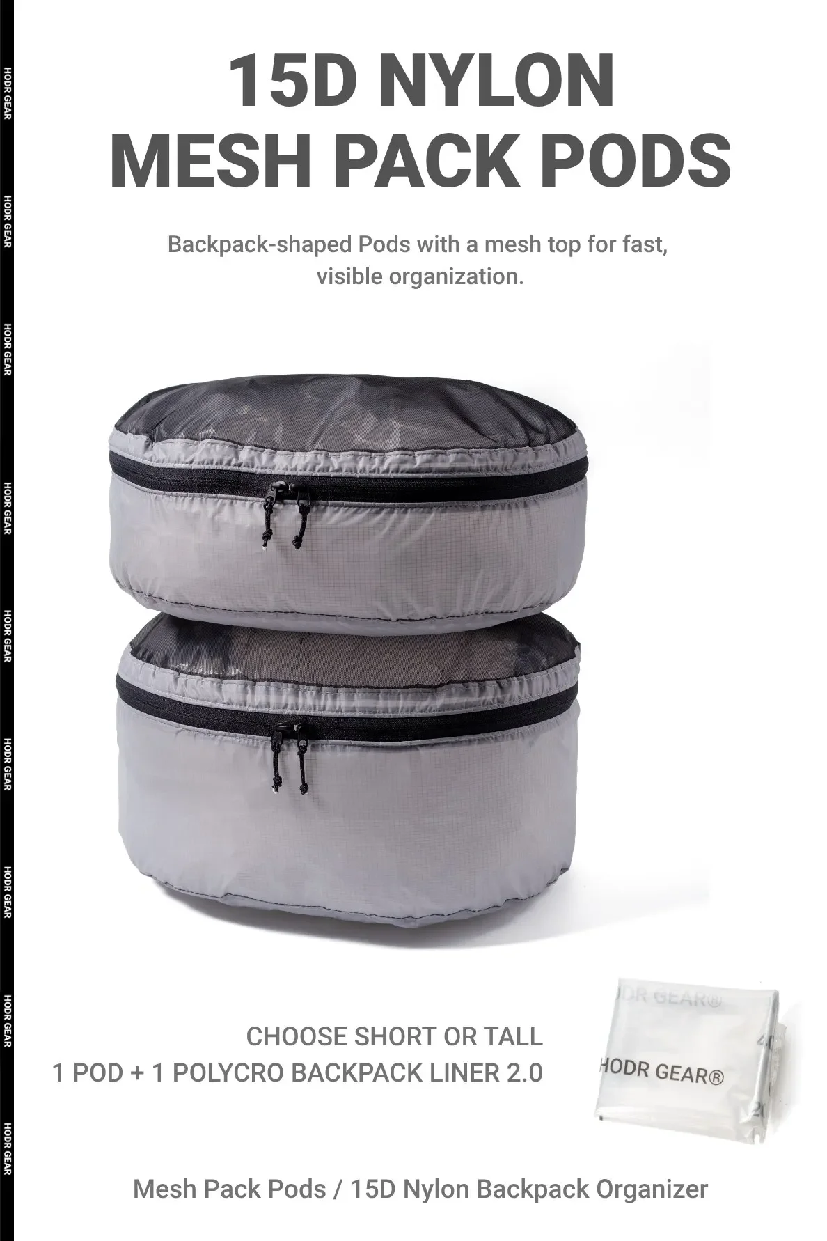 [HODRGEAR] Mesh Pack Pod Rucksack-Organizer mit Sichtbarer Netzoberseite Enthält Polycro Rucksack-Innenauskleidung für Ultraleichte Packungsorganisation – Detail 1