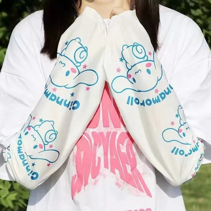 Miniso 여름 선 스크린 슬리브 커버 Yugui 학생 Sanrio 만화 귀여운 팔 케어 느슨한 핸드 슬리브 UV 안티 아이스 실크 슬리브
