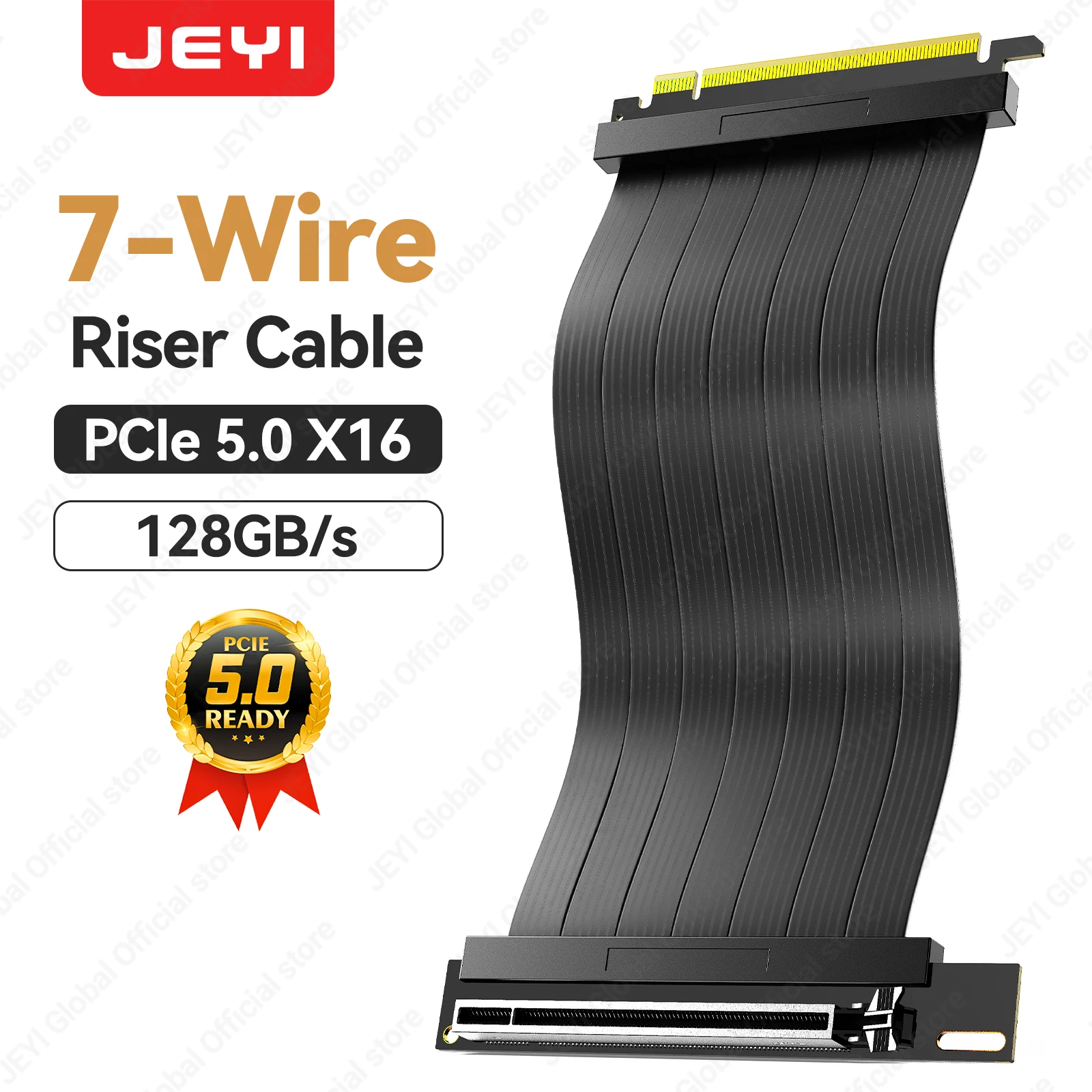 JEYI PCIe 5.0 x16 Riser Kabel 128Gbps GPU Verlengkabel 180 ° tot 90 ° Hoge-snelheids grafische kaart voor 50/40/30-serie GPUs 15/20CM
