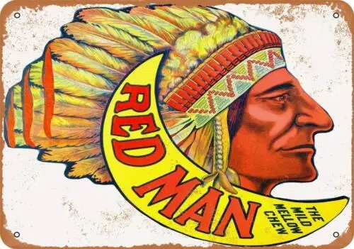 Red Man Chewing Tobacco Vintage Look Metal Sign Home Decor 12x8 inches