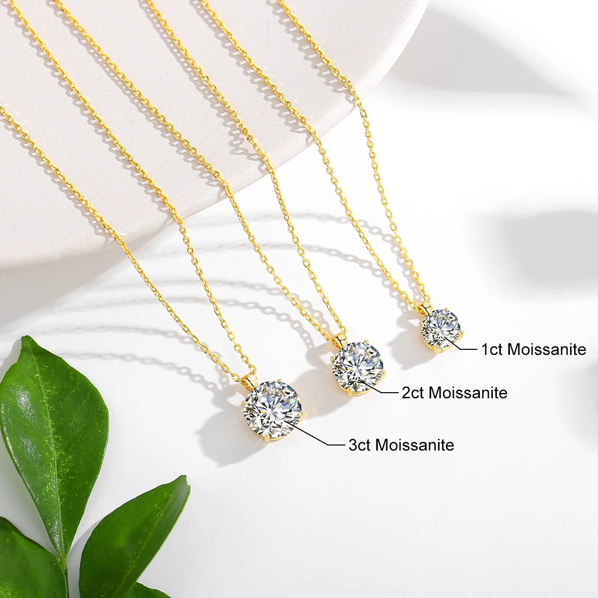 4 Claws Genuine AU585 Peandant Real 14K Gold 1CT/2CT/3CT Moissanite Round Brilliant Necklace Fine Jewelry For Woman Wedding Gift