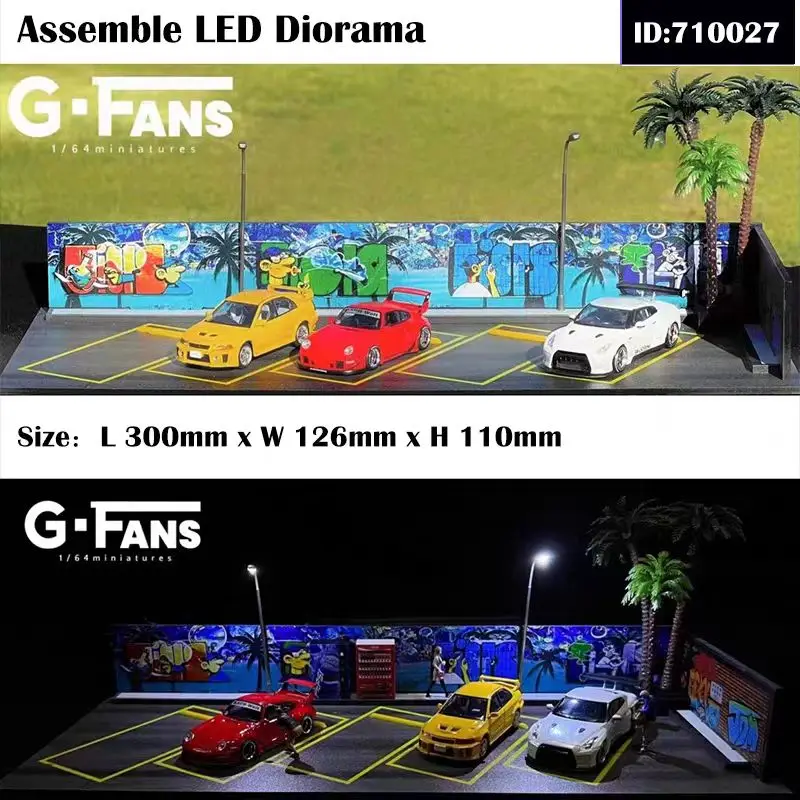 G Fans 1/64 Scale Car Garage Miniatures Model Car Parking Lot Diecast Scene Display Vehicle Scene Toy Background Collection