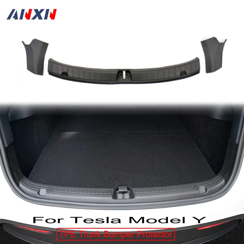 

For Tesla Model Y 2024 2023 2022 2021 2020 TPE Inner Rear Trunk Bumper Guard Protector Plate Cover Trim