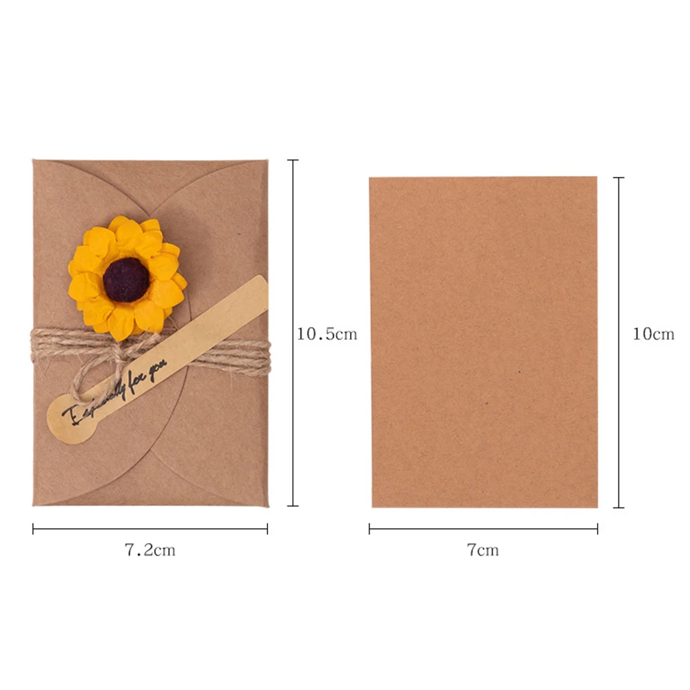 DIY Vintage Kraft Paper Greeting Card DIY Handmade Flower Wish Card Thank You Card Blessing Card Party Invitation Card