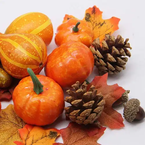 Mini Artificial Pumpkin Pine Cones Simulation Maple Leaves Halloween Pumpkin Thanksgiving Autumn Wedding Photo Props Decorations - Image 5