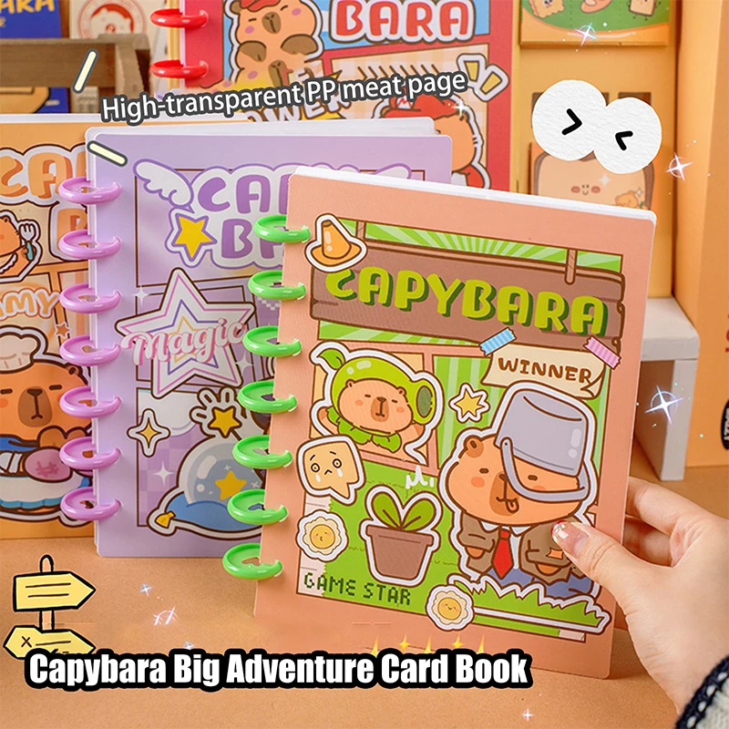 Cute Four-grid Card Loose-leaf Photo Album High Quality Mini Idol Card Collect Book Cartoon Lovely Capybara Photocard Binder