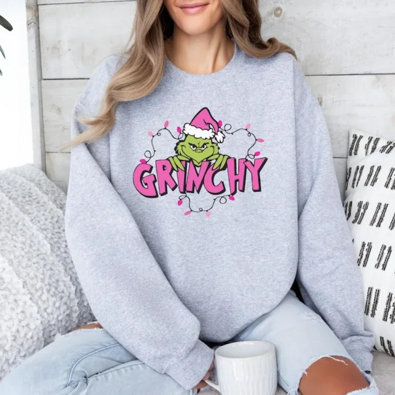 Cartoon Monster Graphic  Sweatshirt Christmas Retro Movie Sweate O-neck Long Sleeve Women Y2k Clothes Kawaii Anime Sweatshirt