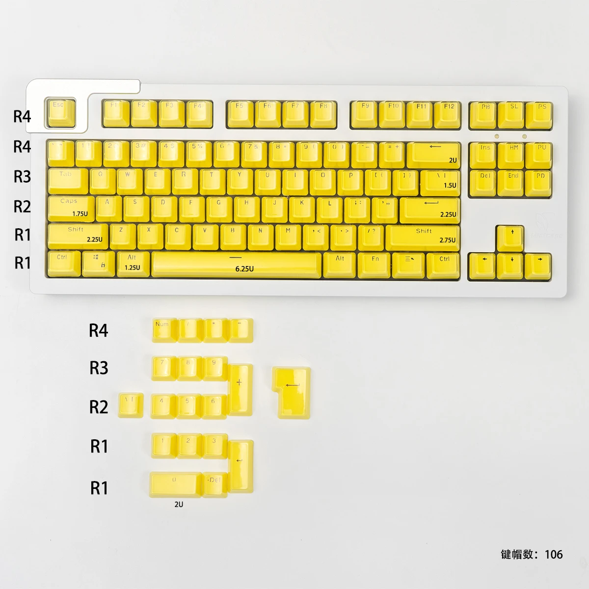 PBT Crystal Keycaps OEM Height ABS Double Shot Semi Transparent Black White Pink Purple Yellow for Mechanical Keyboard