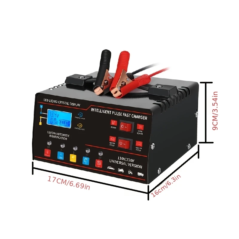 3-In-1 12V 24V Universal High Power Smart Battery Charger, Automatic Pulse Repair Maintainer Desulfator with LCD for Lead Acid Batteries Car Truck SUV Yacht Motorcycle Lawn Mower. Batteries Not Included, Without Battery
