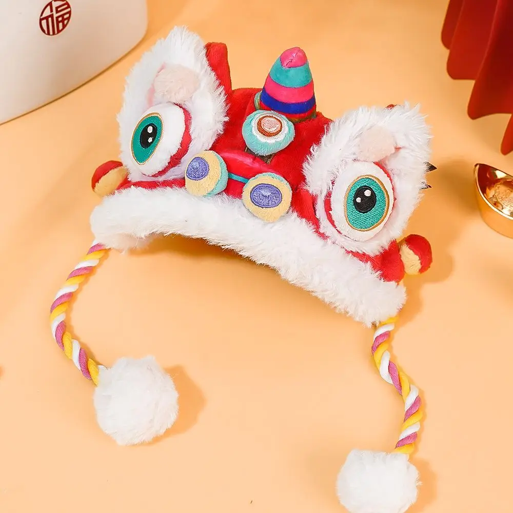 Gorro con cabeza de tigre para Año Nuevo para mascotas, gorros cálidos para perros y gatos, gorros transformados divertidos, suministros para otoño e invierno