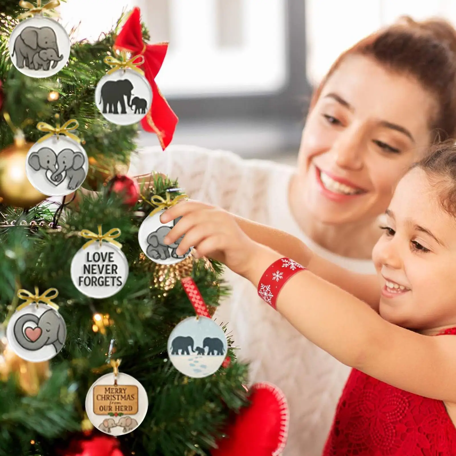 Advent Acrylic Pendant Calendar 24-Day Auspicious 2D Acrylic Count Down To Christmas Elephant Animal Calendar For Friends Family