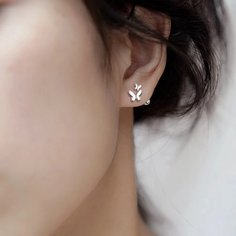 Kpop Mini Minimalist Butterfly Fairy Shiny Exquisite Aesthetic Ear Bone Clip Earrings for Women Egirl BFF Jewelry