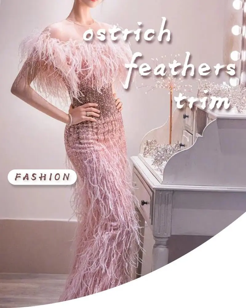 Plumes d'autruche 1M, garniture de haute qualité, 8-10cm, ruban de plumes, frange, bricolage, couture de robes, vêtements, décorations
