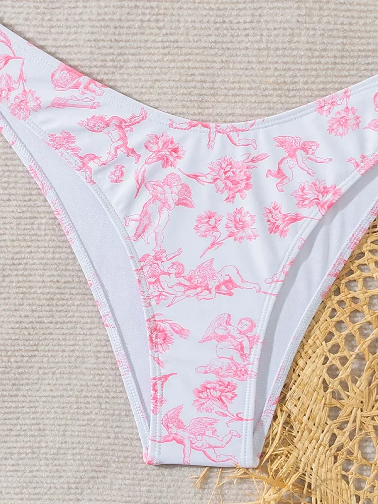 UETEEY Sexy Print Rückenfreier Bikini 2-teiliges Set Damen Split Badeanzug Strandurlaub Bikinis 2025 Neue Sommer Bademode Bikinis Set