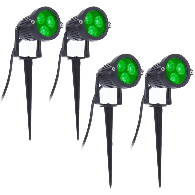 4Pcs LED Garden Lights 3W 220V Outdoor Spotlight with Spike IP65 Waterproof Garden Landscape Decorative Lamp Green-AD23 view 2