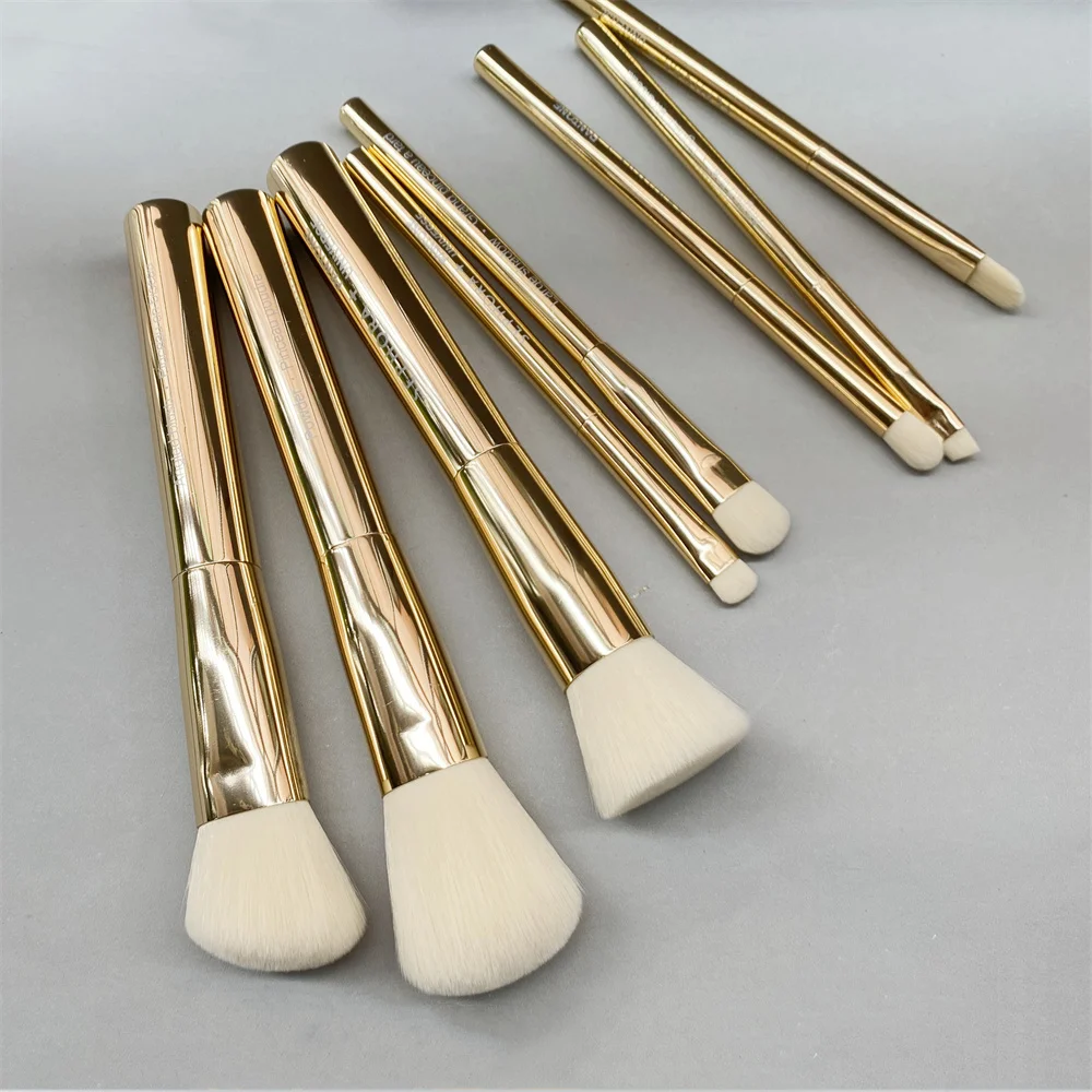 SEP + PANTONE UNIVERSE Faux Cashmere Makeup Brush Set - 8pcs Gold Soft Hair Beauty Cosmetics Brushes Blender