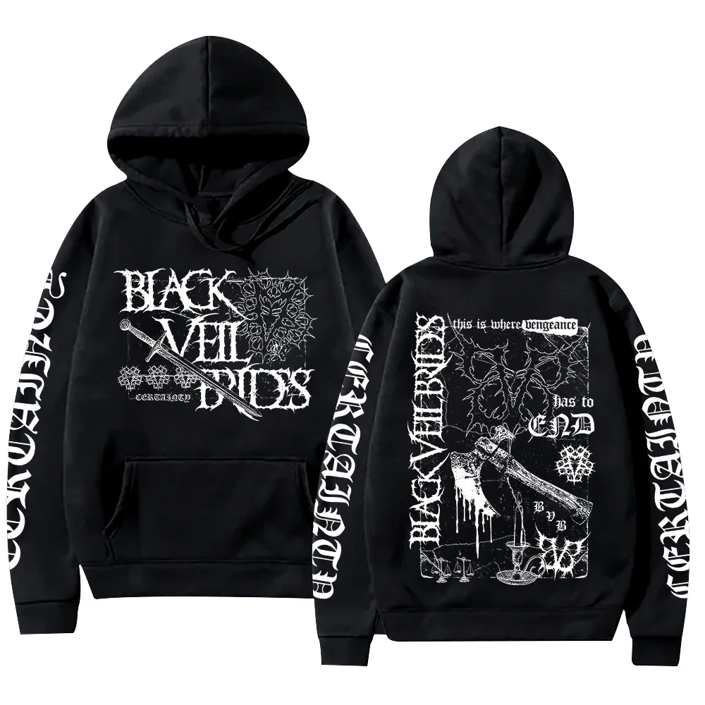 Certainty Hoodie Black Veil Brides Rockband Streetwear Mode Gothic Grafik-Print Sweatshirts Damen Herren Locker Lässiger Pullover – Detail 3