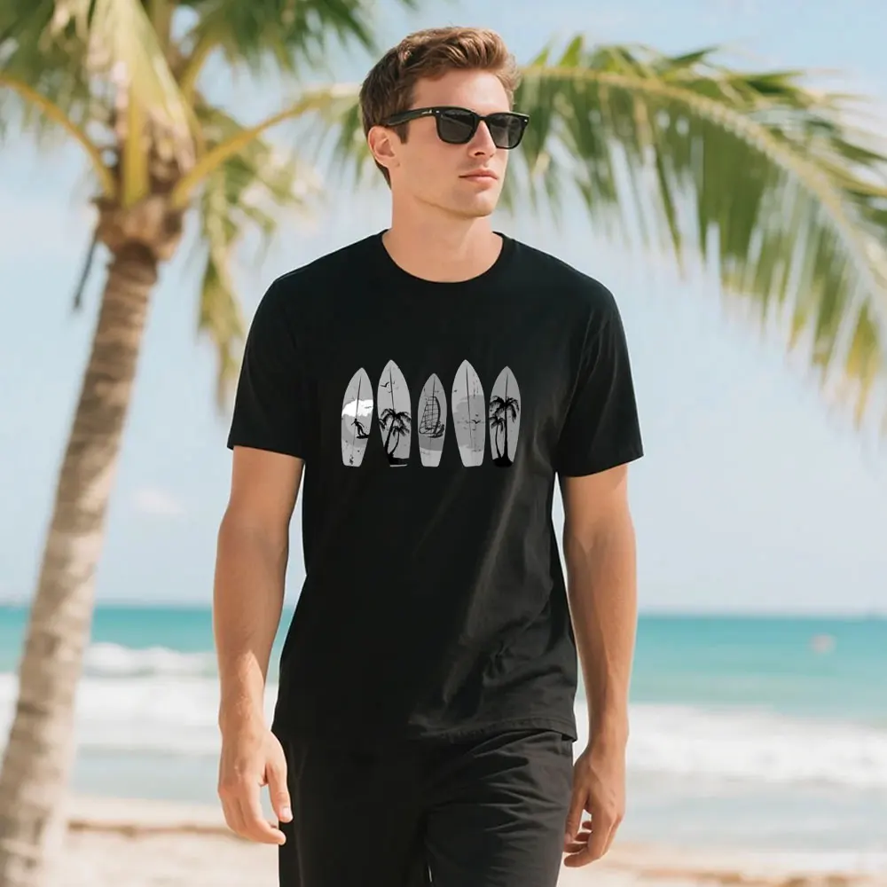 

Винтажная классическая футболка для серфинга на доске для серфинга в стиле ретро, летняя дышащая футболка с круглым вырезом и короткими рукавами, новое поступление