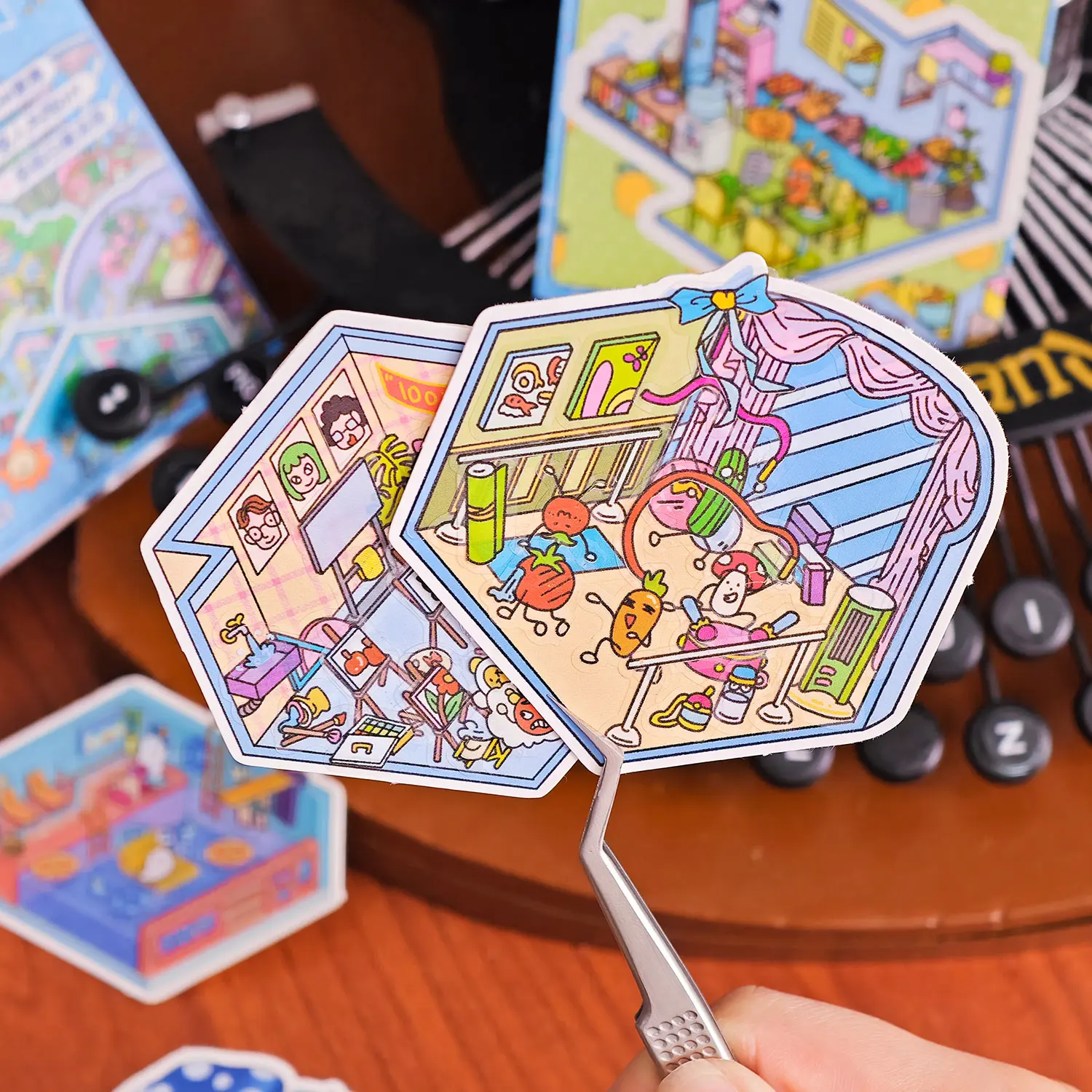 Dreidimensionale Landschaftsbau-Aufkleber, Life Shadow-Serie, niedliches Cartoon-Studenten-Mini-Notizbuch, Landschaftsbau-Aufkleberbuch