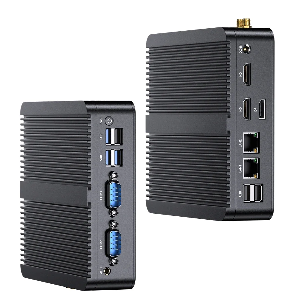 MSECORE Intel Celeron J4125 Fanless Mini PC Windows 10 Computador de escritório Linux Dual Lan Computador de mesa PC industrial portátil