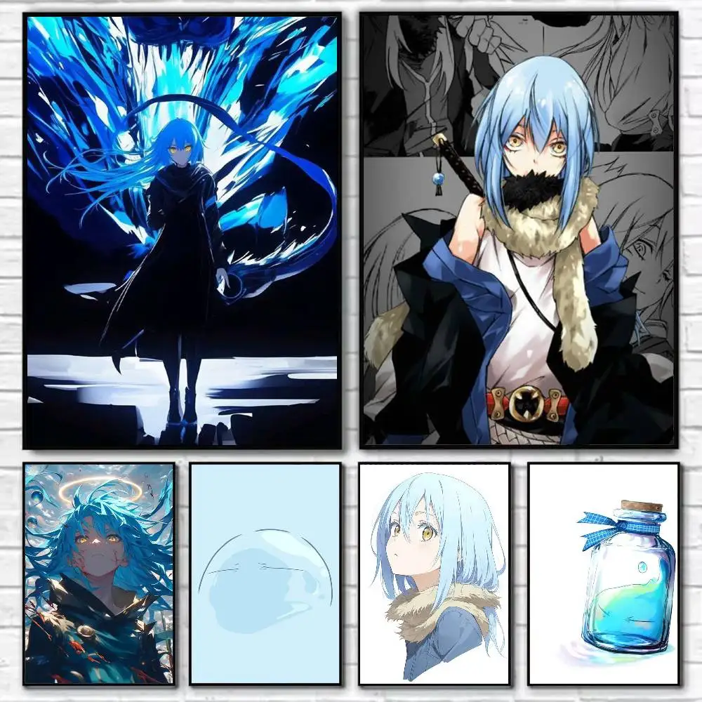 

Slime Anime Rimuru Tempest Poster Self-adhesive Art Waterproof Paper Sticker Coffee House Bar Room Wall Decor