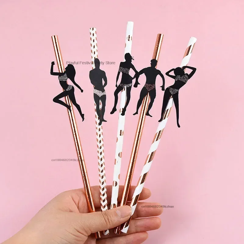 6pc/pack Stripper Dancing Men Drinking Straw Bachelorette Party Decoration Disposable Straws for Wedding Brid Hen Party Supplies