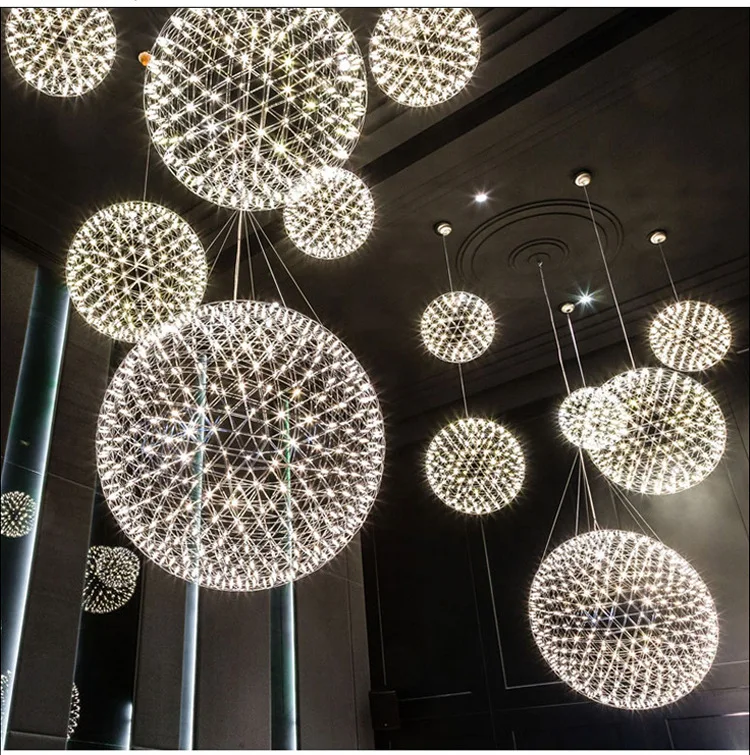 Decorative Spark Ball LED Chandeliers Home Hanging Pendant Lights Living Room Bedroom Kitchen Bar Loft Lighting Remote Dimmable