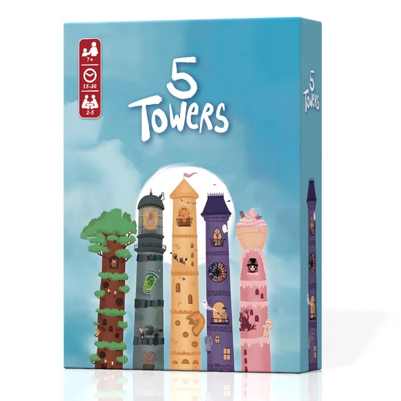 2025 HOT 5 Towers Abstract Strategy Stacking Tower Puzzle Board Game Leisure gathering Chinese-English version