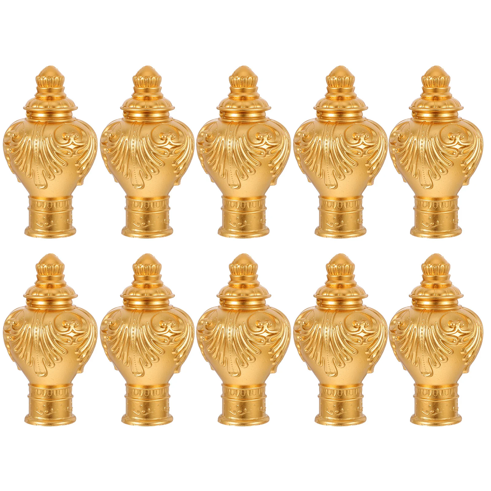 

10pcs Curtain Rod Decorative Head 26-28Mm Gold Vintage Plastic Finials Easy Install No Tools Window Treatment Ends For Home