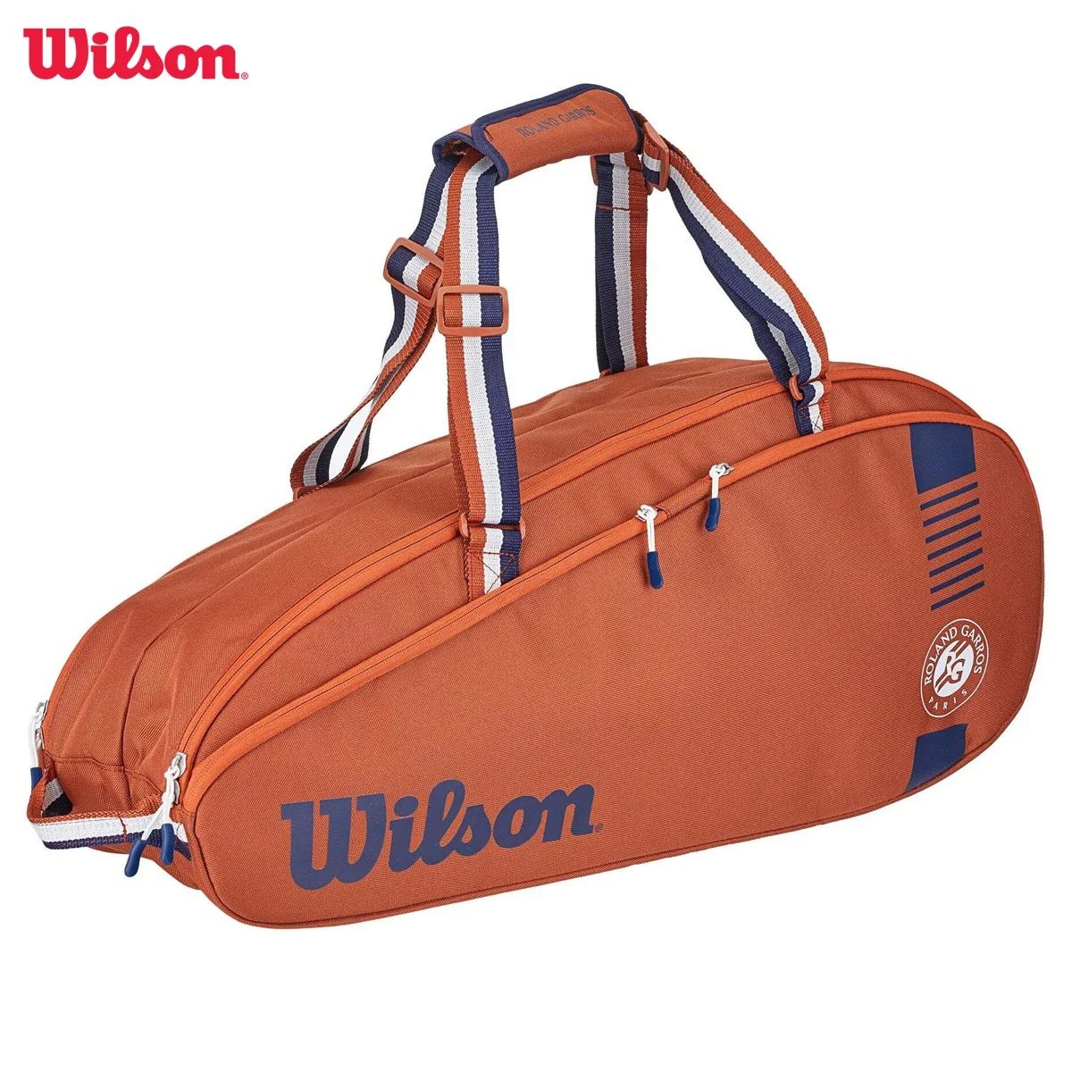 Wilson 2024 ฝรั่งเศสเปิดทีม 3-6 pcs Duffel ไม้เทนนิสกระเป๋า Roland Garros Clay Court การแข่งขันเทนนิส Racquet กระเป๋า Clay Navy