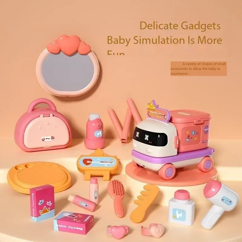 Juego de simulación de rompecabezas para niños y niñas, cocina, almacenamiento de maquillaje médico, carrito de simulación, juego de juguetes de cocina, juguetes de moda de belleza