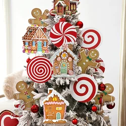 Christmas Tree Decorations Picks Large Gingerbread Man Candy House Lollipop Christmas Picks for Tree Cute Candy Picks Ornaments
