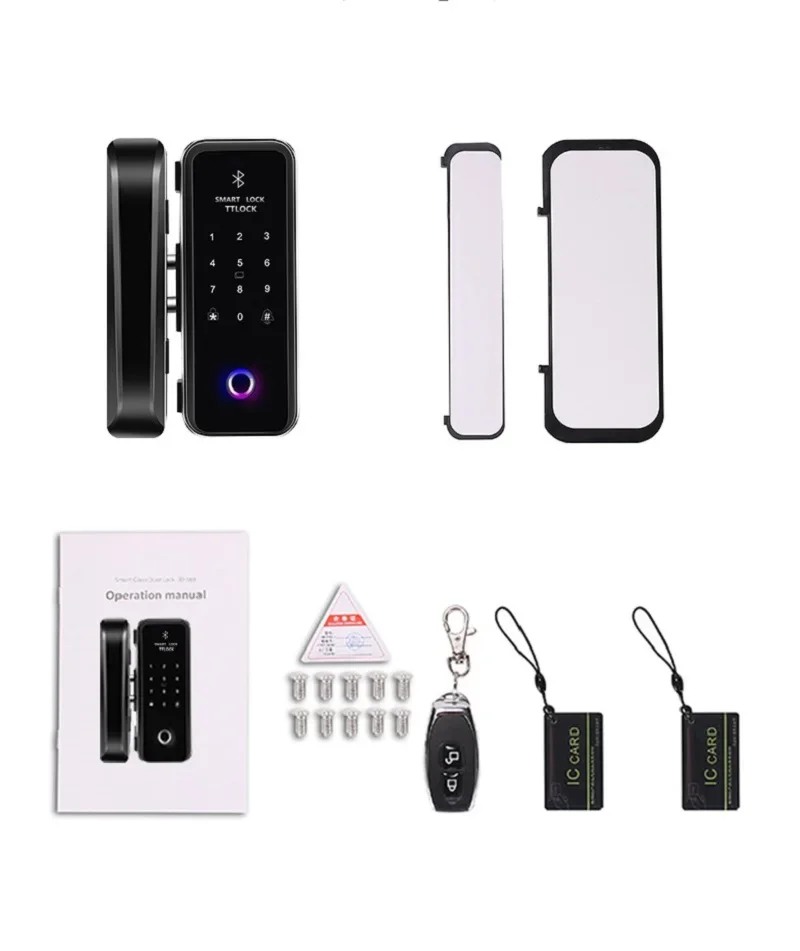 Smart Ttlock Door Lock Bluetooth Keyless Remote Unlock Fingerprint Ic Card Password Electronic Glass Door Lock Digital Home Lock