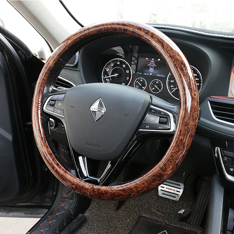Car Steering Wheel Cover Wood Grain Breathable and Anti Slip Wood Grain Steering Cover Handle Cover All Season Universal Product