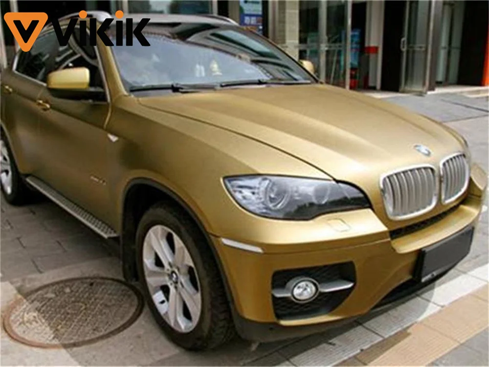 Car Stickers Matte Gold Wrap Vinyl Film DIY Adhesive Car Decal Wrapping Foil with Air Release Channels