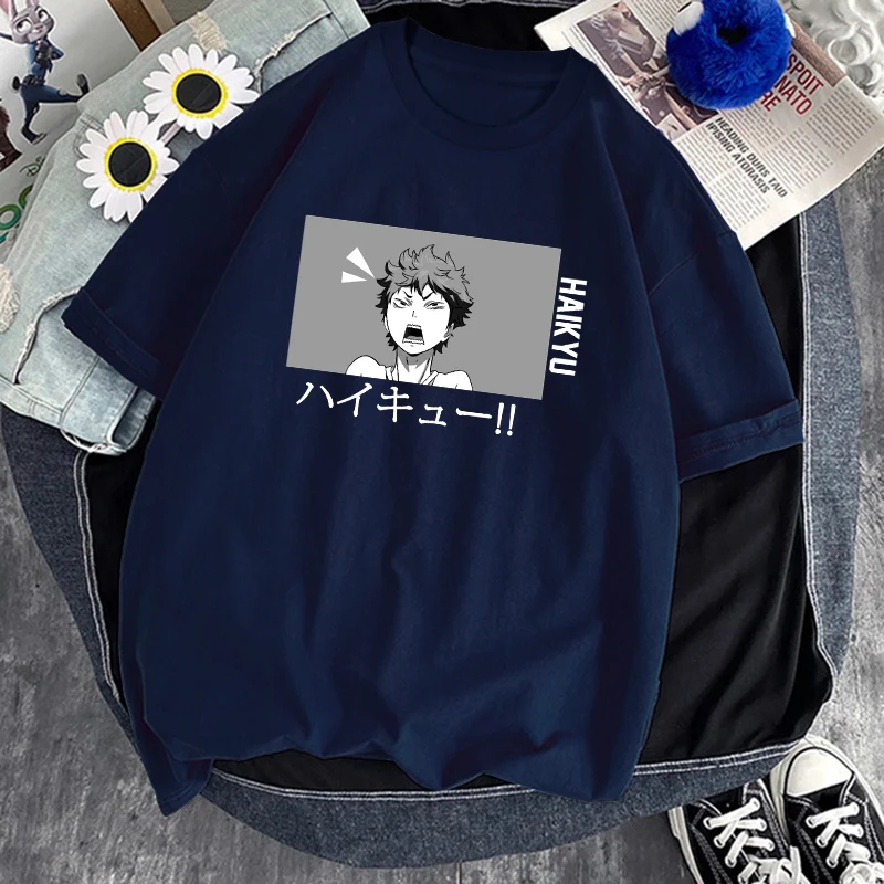 Футболка Haikyuu Kotaru Bokuto женская с аниме, свободная черная рубашка с круглым вырезом и коротким рукавом, Мягкая Повседневная одежда в стиле Харадзюку, на лето