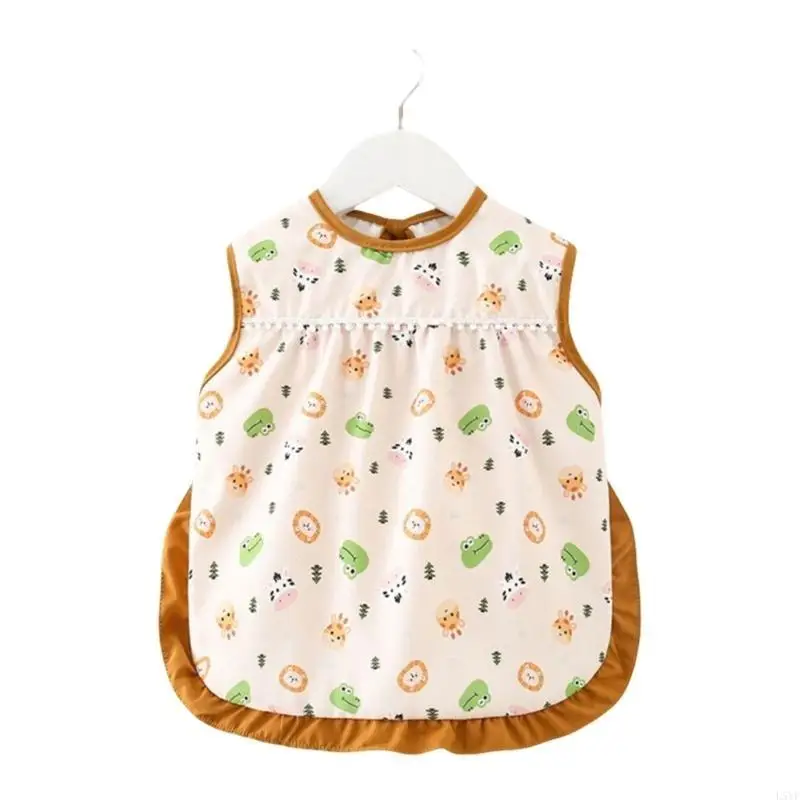 L5YF مريلة تسنين للأطفال قابلة لإعادة الاستخدام لوقت تناول الطعام مريلة مقاومة للماء بدون أكمام مريلة تسنين خفيفة الوزن للحماية