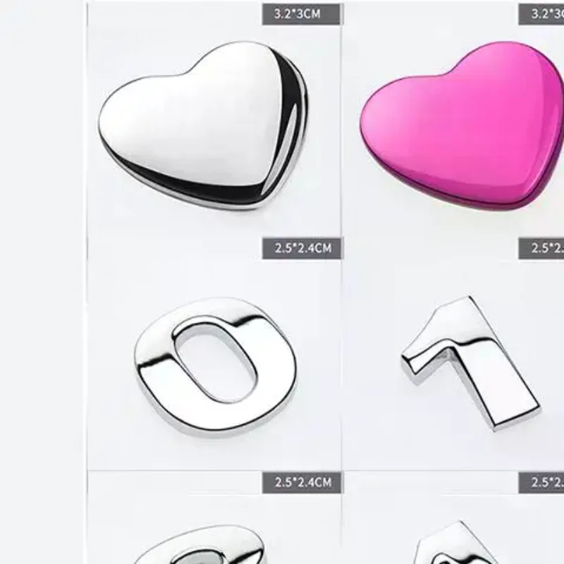 1Pc 3D Zinc Alloy Car Letter Stickers, Chrome Alphabet Emblem Numbers DIY Digital Badge Sticker