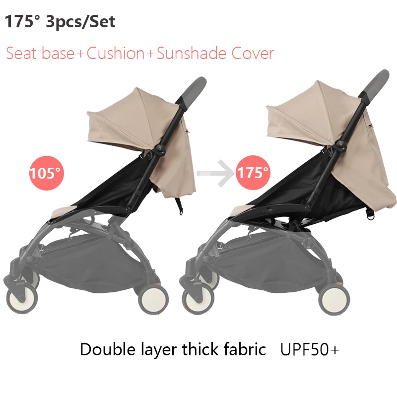 3pcs/set 175° Adjustable Canopy Cover Cushion Stroller Accessories Water Proof For Babyzen Yoyo Yoya Pram Sunshade Seat Mattress