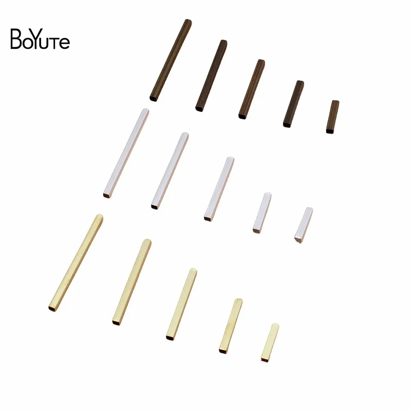 BoYuTe (500 Pieces/Lot) 10-15-20-25-30MM Length Metal Brass Square Tube Materials DIY Hand Made Jewelry Accessories