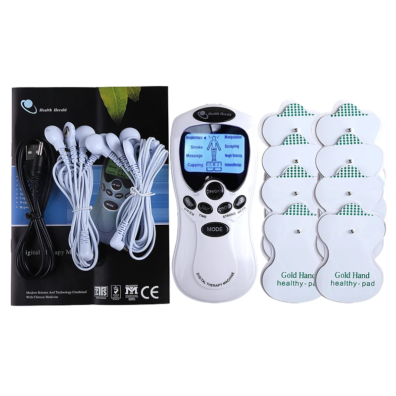 Dual Output 8 Electrode Tens Acupuncture Electric Therapy Muscle Stimulator Machine Body Slimming Sculptor Massager Apparatus