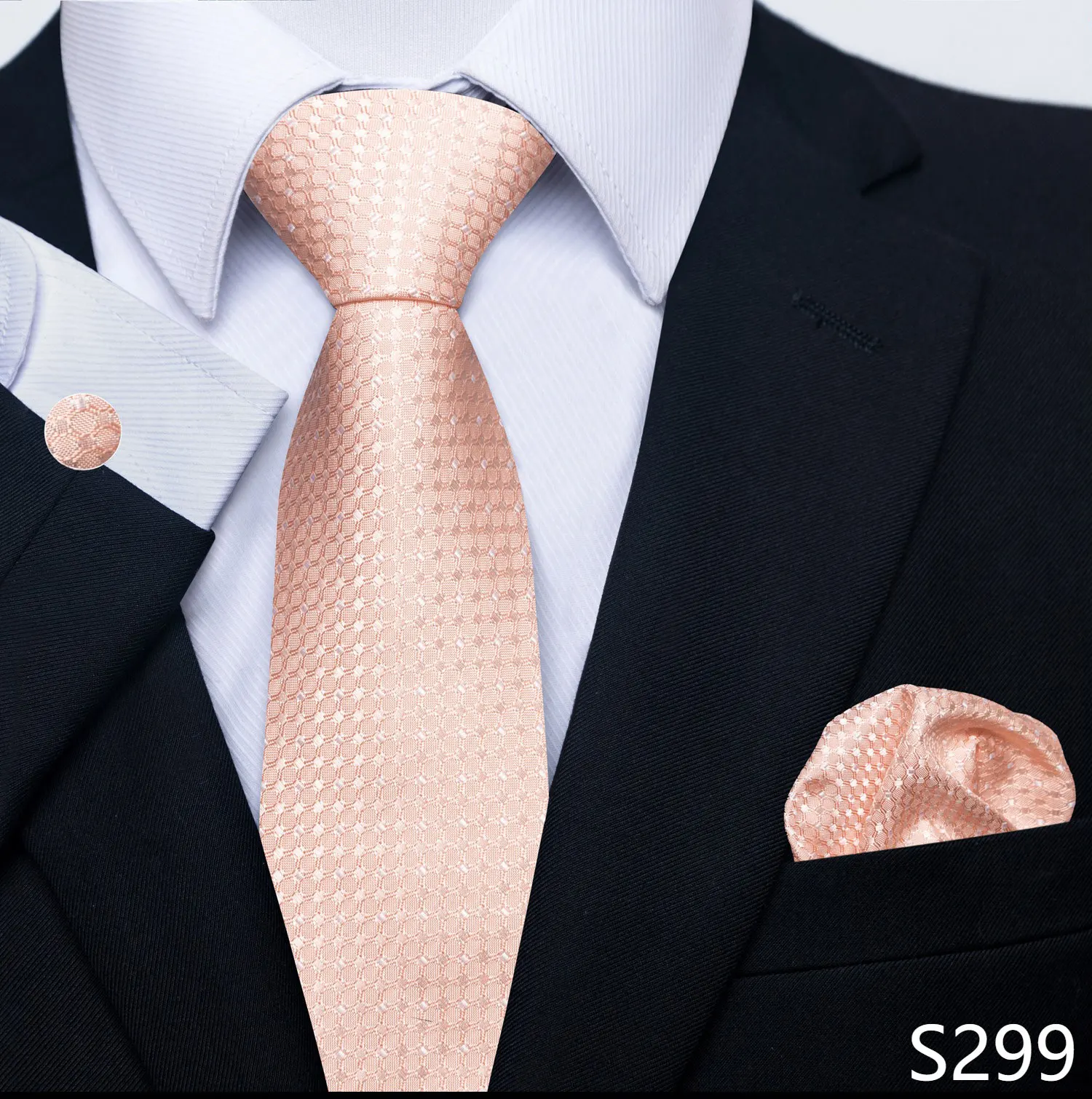 Marke Classic 8 cm graue karierte Krawatte Einstecktücher Manschettenknöpfe Set Hochzeitsgeschenk Krawatte Kleidung Accessoires Fit Business – Detail 24