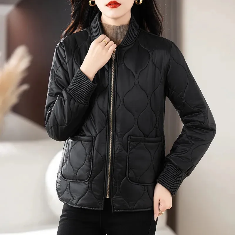 Cotton Jacket Women's Down Coat Lightweight Fashion 2024 Spring Autumn Winter Jackets Ladies Casual Outerwear Baseball Uniform