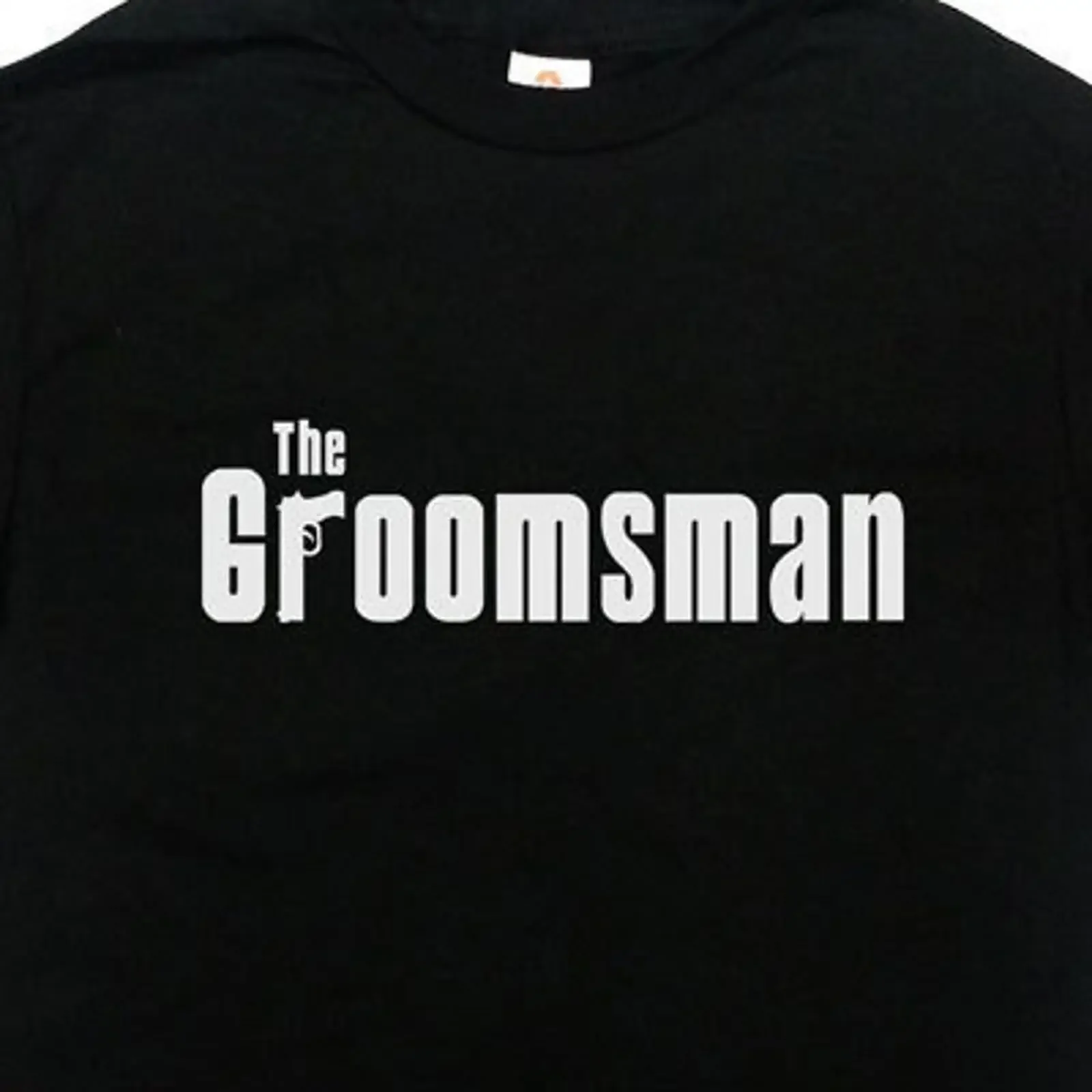 May include Black t shirt with white text that reads The Groomsman in a stylized font vintage Washed Stylish Breathable