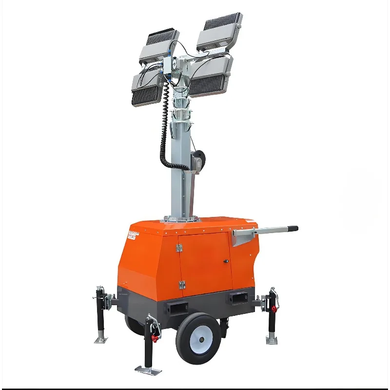 Industrial Portable LED Light Tower with Security Camera System, Waterproof Lighting for Shipyard and Theft Prevention