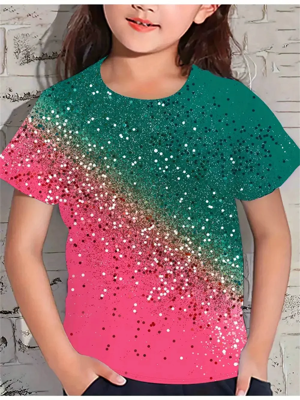 Mädchen T-Shirts Sommer 3D-Druck Mode kurz ärmel ige Tops lässige T-Shirts Mädchen Kleidung Kinder T-Shirts Kinder kleidung