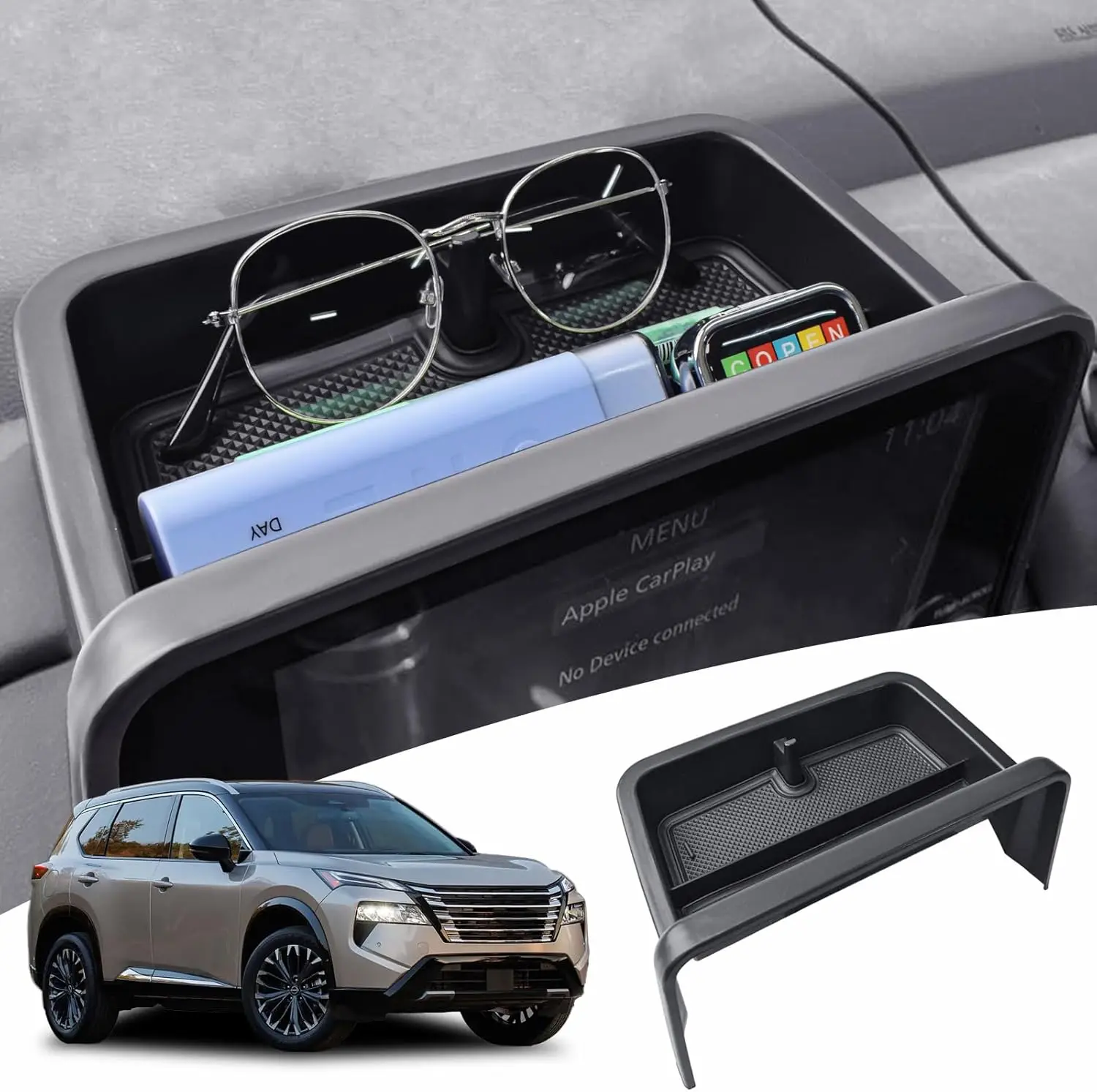

RUNROAD Dashboard Storage Organizer Tray For 2021-2024 2025 Nissan Rogue S SV Rock Creek Accessories Dash Board Behind Screen